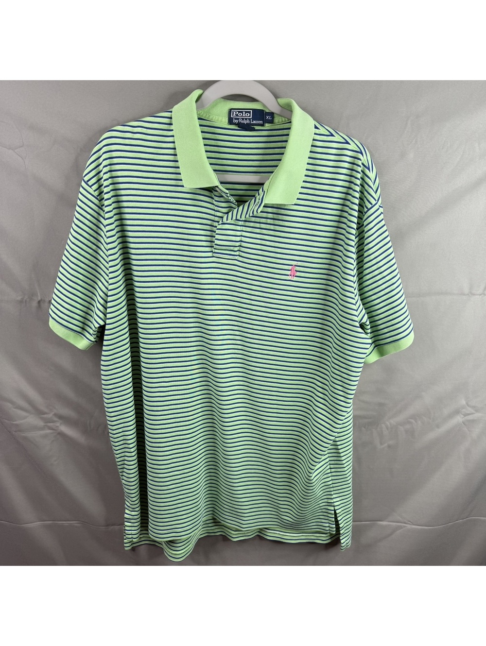Polo Ralph Lauren Mens XL Short Sleeve Striped Polo Shirt Green White